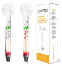 2pc Fish Tank Tropical Aquarium Thermometer Floating Tempered Glass with Sucker