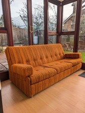 Vintage Orange Striped Sofa -