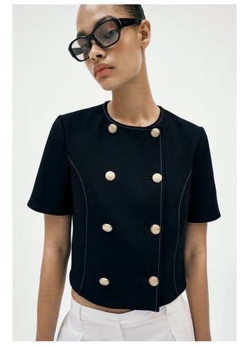 Zara shor sleeve blazer navy - blazer,