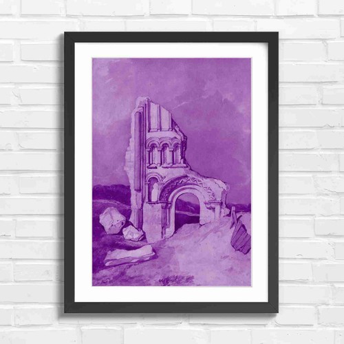 Ruined stone arch with arched - arch,