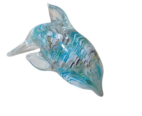Boxed blue dolphin - dolphin, glass