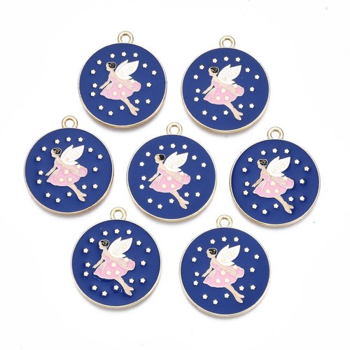 Enamel pink fairy charms - pink,