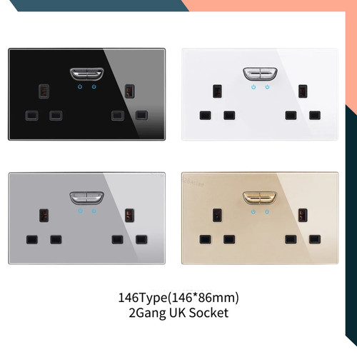 Wall power socket switch 13a - switch, 2