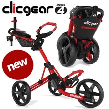 Clicgear 4.0 Golf Push Trolley Cart Red Umbrella + Drinks Holder - NEW! 2025