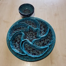 Ceramic Serving Tray & Plates Bowls Set | Breakfast Dinnerware Snack Party