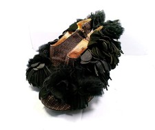 Irregular Choice Women's Firefly Black Fringe Frill Sling-Back Heels Shoes Sz 6