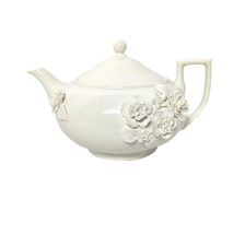 Wedgwood White Petal Teapot with Lid Vintage Fine English Bone China Floral