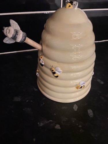Ceramic bee honey pot - ceramic,