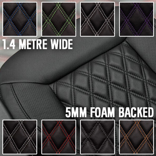 Black double stitch diamond - black,