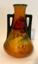 Rare Miniature Royal Doulton Antique Holbein Vase Sheep at Sunset