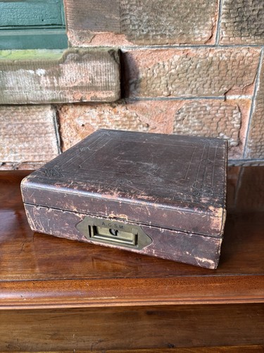 Victorian leather writing box - victorian,