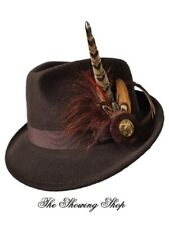 CHOCOLATE BROWN WOOL & FEATHER LEAD REIN/ IN HAND SHOWING HAT - VARIOUS SIZES