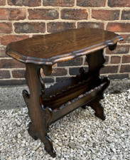 Art Nouveau Oak Magazine / Newspaper Rack with Table / Floor Standing Antique