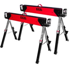 Twin Pack Folding Saw Horse Adjustable Heavy Duty Sawhorses 1178kg Capacity