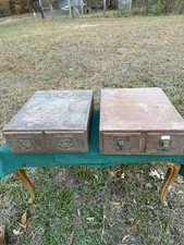 Vintage 2 Drawer Wooden Card Catalog File Cabinet Library Lot Of 2