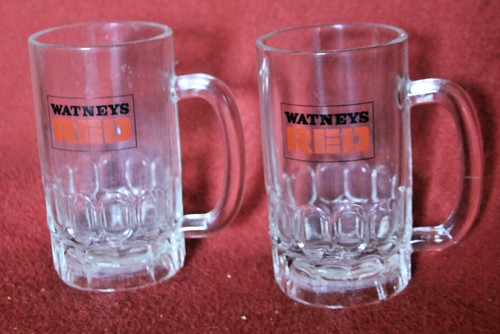 Watneys red beer tankards - red,