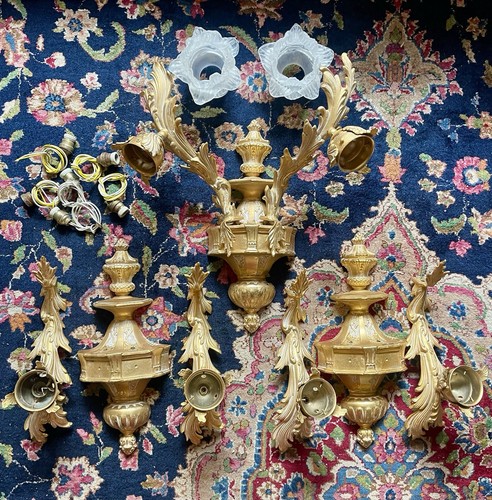 Vintage gilt brass - wall, lights
