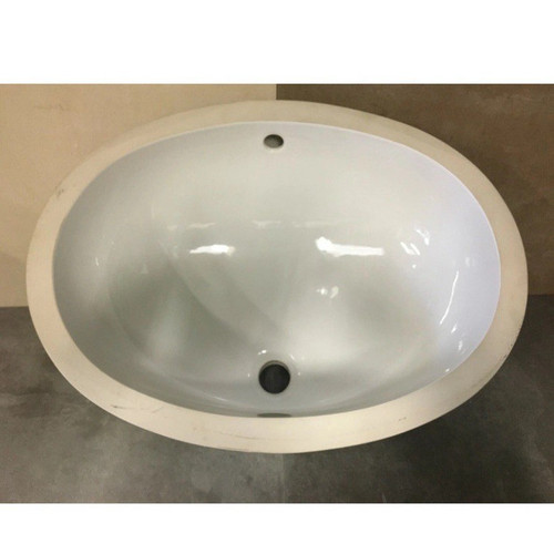 White oval inset ceramic - white,