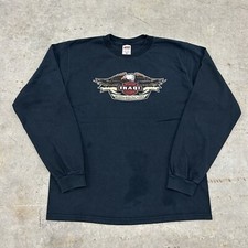 Vintage Operation Iraqi Freedom Shirt Adult Medium Biker Logo Black Long Sleeve