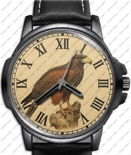 Harris Hawk Predator Bird Art Stylish Leather Strap Gift Wrist Watch