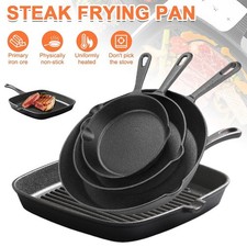Cast Iron Skillet Set, 4 Piece Frying Pan Set, Griddle Pan Pre-Seasoned Frying