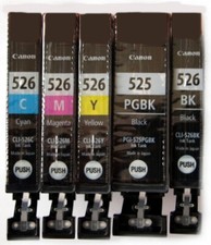 5 Canon Cartridges Genuine PGI-525 CLI-526 for Pixma iP4850 iP4950 TOP Quality