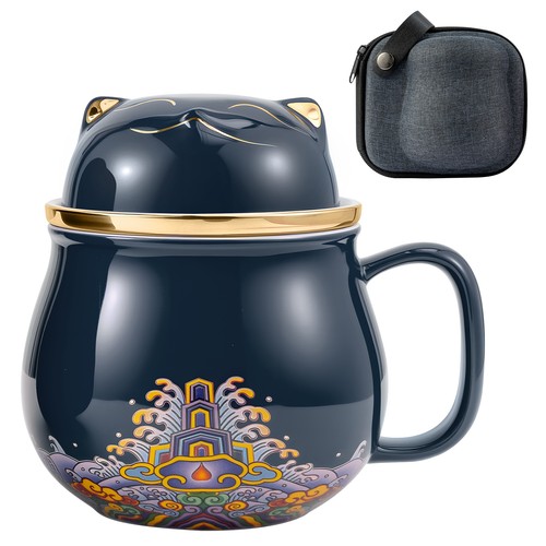 Lucky cat ceramic tea cup - cup, set