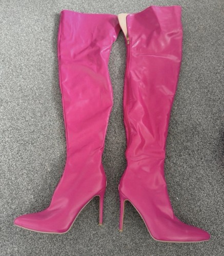 Hot pink thigh high faux - hot,