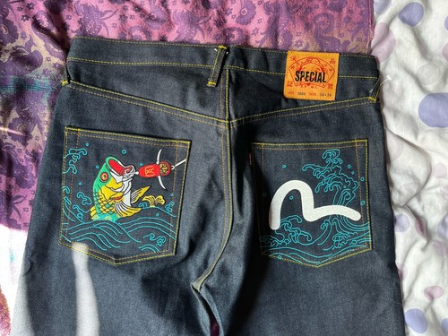 Evisu denim jeans intricate - jeans-,