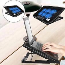 For 12-17" Quiet Laptop Cooler with 6 Led Fans Gaming Cooling Pad Mat Stand Tilt