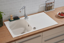 Kitchen Sink Inbuilt Sink Granite Sink 86 x 50 White respekta Orlando