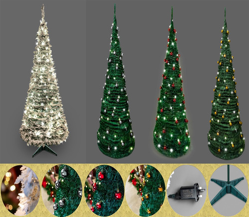 Pop christmas tree pre - up, lit