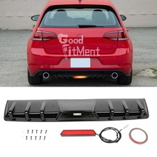 Glossy Rear Bumper Spoiler Splitter Shark Fin w/ Brake Light For VW Golf GTI