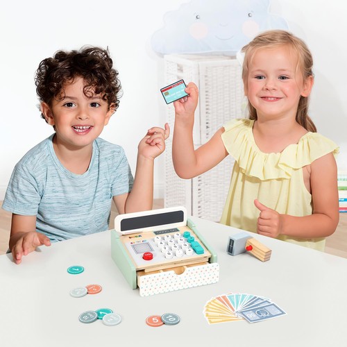 Wooden new cash register toy - new,