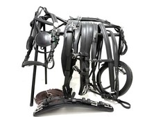 Pony Driving Harness Black Biothane & Leather | White Metal Fittings