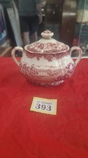 Royal Worcester Palissy 1790 Avon Scenes Red & White Mustard Condiment Pot