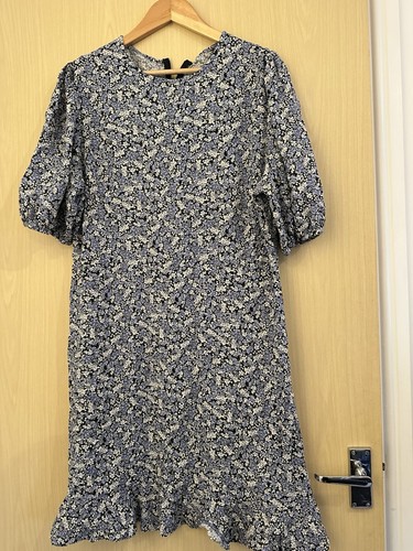 Blue floral maternity dress - blue,