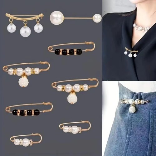 6pcs pearl waist pin clips - pearl,