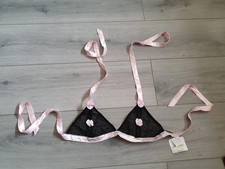 BNWT Vintage Ann Summers Tamsin Black & Pink Peephole Bra Size Medium 