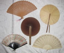 5 Antique Hand Fans Circa