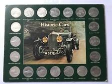 Shell Petrol Collectable Car Coins Historic Cars set on presentation board