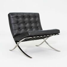 1987 Mies van der Rohe for Knoll Barcelona Lounge Chair In Black Leather & Steel