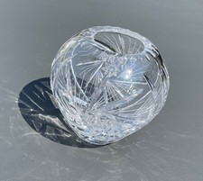 Cut Glass Lead Crystal Rose Bowl Vase with Fan Star Design 