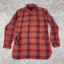 Toad & Co Shirt Womens Large Orange Plaid Popover Tunic Organic Cotton Cabin