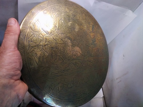 Brass gong egyptian design - brass,