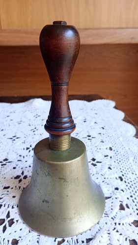 Antique school hand held brass - hand,