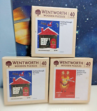 3 WENTWORTH 40 PIECE WOODEN PUZZLES XMAS THEME RARE