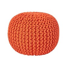 Cotton Knitted Pouffe & Footstool Round Large Chunky Ottoman Stool