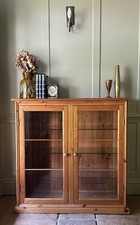 Solid Pine Late 20th Century Display China Glazed Kitchen Cabinet Bookcase