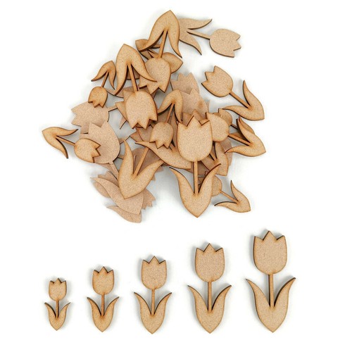 Tulip flower mdf craft - mdf, shapes